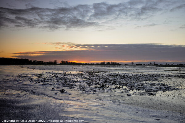 Last Rays of Sunlight on the Frozen Salt Marsh Picture Board by Kasia Design