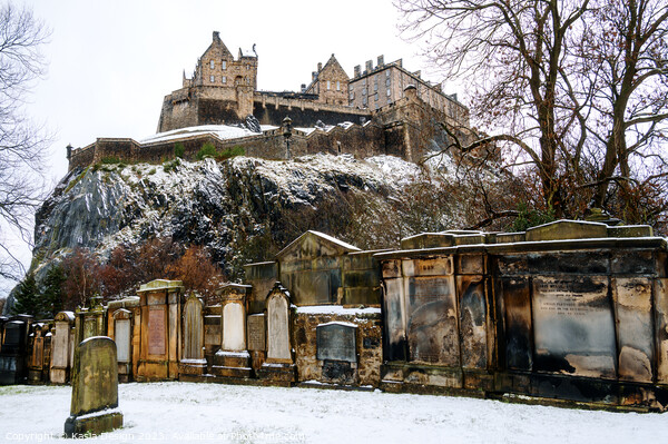 Edinburgh Castle from St. Cuthbert's Cemetry Picture Board by Kasia Design