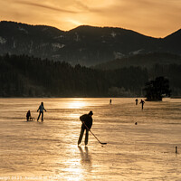 Buy canvas prints of Enjoying frozen Lake at Sunset, Bavaria by Kasia Design