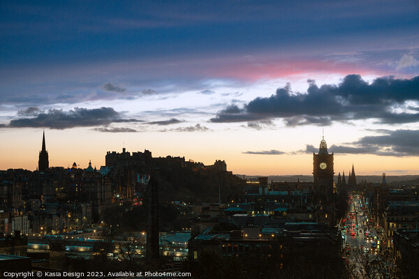 Edinburgh City Skyline Sunset from Calton Hill Picture Board by Kasia Design