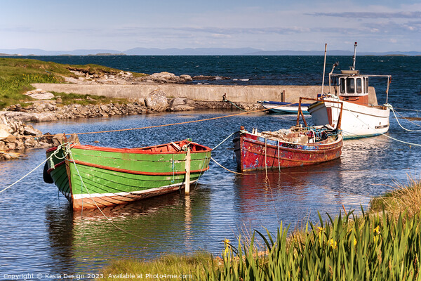 Colourful Fishing Boats, Berneray Picture Board by Kasia Design