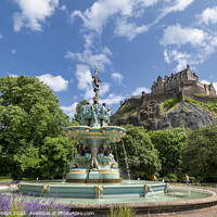Buy canvas prints of Ross Fountain and Edinburgh Castle by Kasia Design
