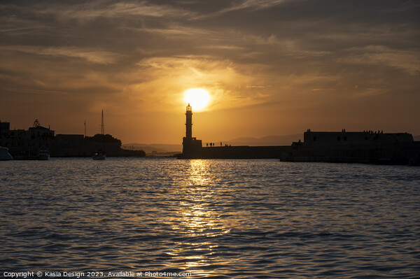 Radiant Sunset over Chania Harbour Picture Board by Kasia Design