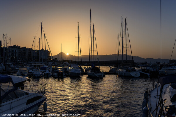 Heraklion Harbour Sunset Picture Board by Kasia Design