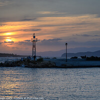 Buy canvas prints of Sunset over Nea Chora Harbour by Kasia Design