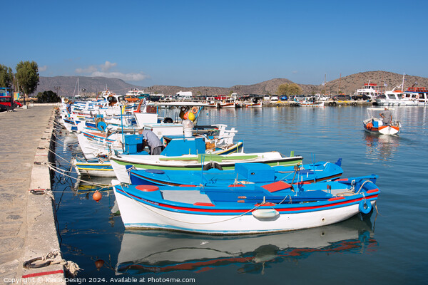 Colourful Fishing Boats in Elounda Harbour Picture Board by Kasia Design