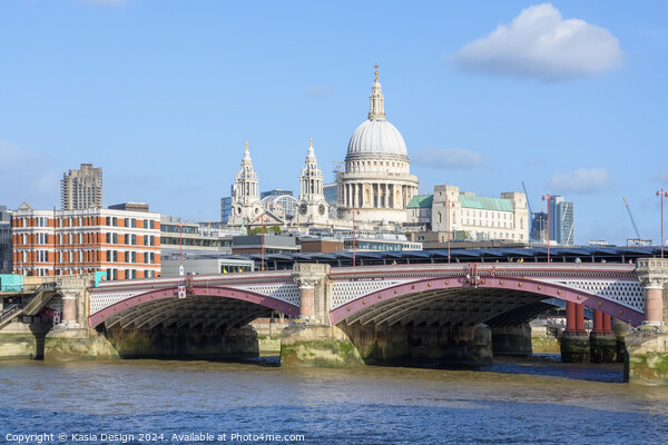 Blackfriars Bridge and St Pauls Cathedral Picture Board by Kasia Design