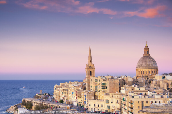 Twilight Glow over Valletta Picture Board by Kasia Design