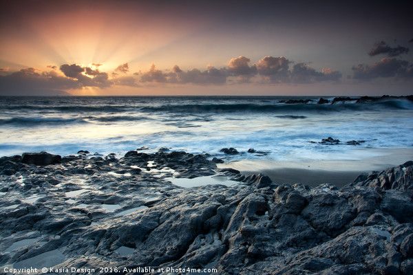 Sunset on the Rocks, Playa La Arena, Tenerife Picture Board by Kasia Design