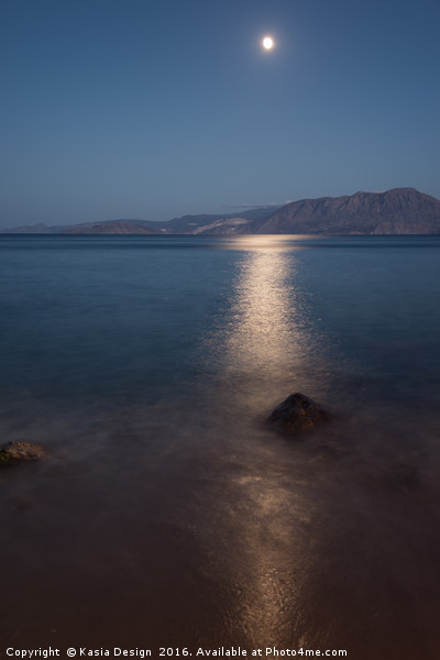 Moonlit Mirabello Bay, Agios Nikolaos, Greece Picture Board by Kasia Design