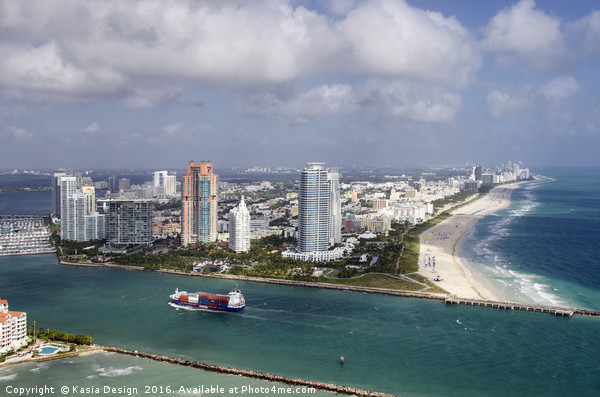 Miami Beach Skyline, Florida Picture Board by Kasia Design