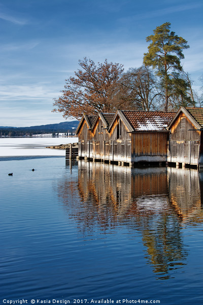 Boathouses on the Frozen Lake Picture Board by Kasia Design