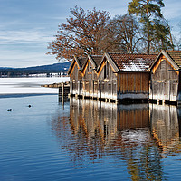 Buy canvas prints of Boathouses on the Frozen Lake by Kasia Design