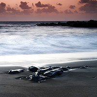 Buy canvas prints of Black Rock Sunset, Playa La Arena, Tenerife by Kasia Design