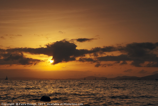 Sun sets over the Bay of Palma, Mallorca Picture Board by Kasia Design