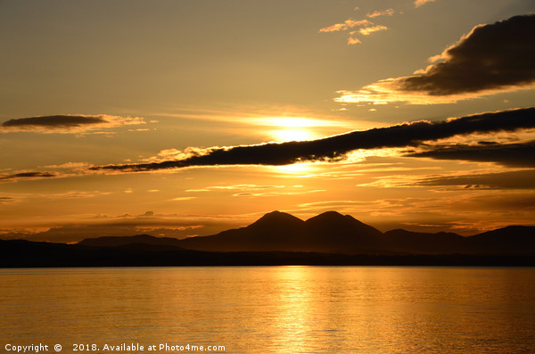 Stunning Sunrise over the Paps of Jura, Islay Picture Board by Kasia Design