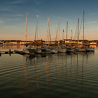 Buy canvas prints of Yachts in the Harbour at Dusk, Port Ellen, Islay by Kasia Design