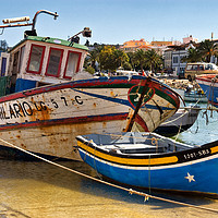 Buy canvas prints of Algarve: Fishing Boats in Lagos Harbour by Kasia Design