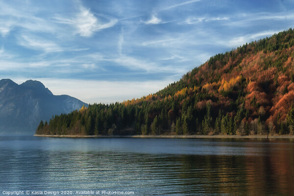 Autumn Reflections on Lake Walchen, Bavaria Picture Board by Kasia Design