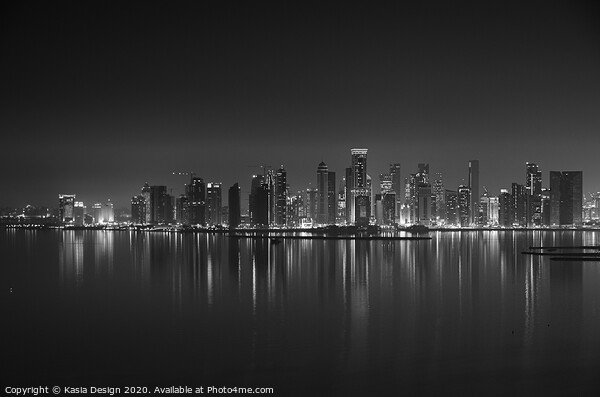Doha Skyline at Night from the Pearl Picture Board by Kasia Design