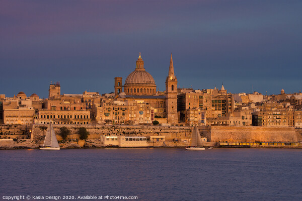Malta: Valletta Dusk from Sliema Picture Board by Kasia Design