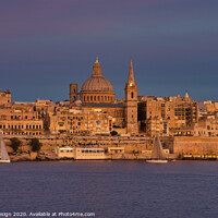 Buy canvas prints of Malta: Valletta Dusk from Sliema by Kasia Design