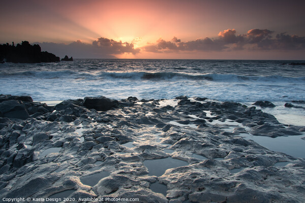 Sunset on the Rocks, Playa La Arena, Tenerife Picture Board by Kasia Design