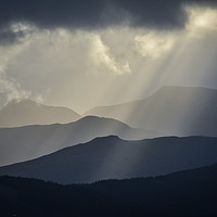 Buy canvas prints of Sunbeams and Mountains by Rosalind White