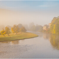 Buy canvas prints of Misty morning at Carrog by Clive Ashton
