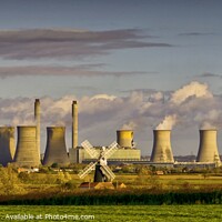 Buy canvas prints of West Burton Power Station and Leverton Windmill by Chris Drabble