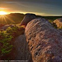 Buy canvas prints of Higger Tor from Burbage Edge at sunset by Chris Drabble