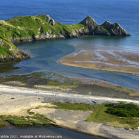 Buy canvas prints of Three Cliffs Bay and beach by Chris Drabble