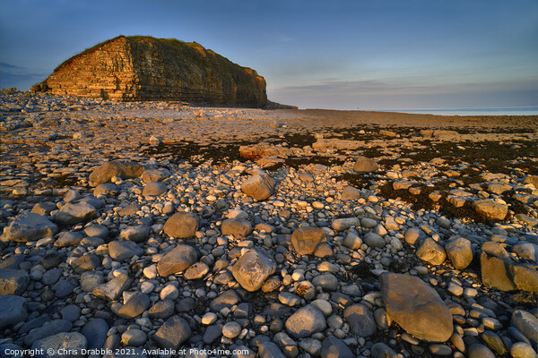 Llantwit Major Beach and Cliffs in last light Picture Board by Chris Drabble