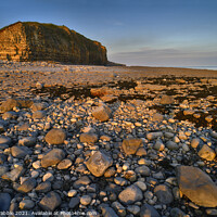 Buy canvas prints of Llantwit Major Beach and Cliffs in last light by Chris Drabble