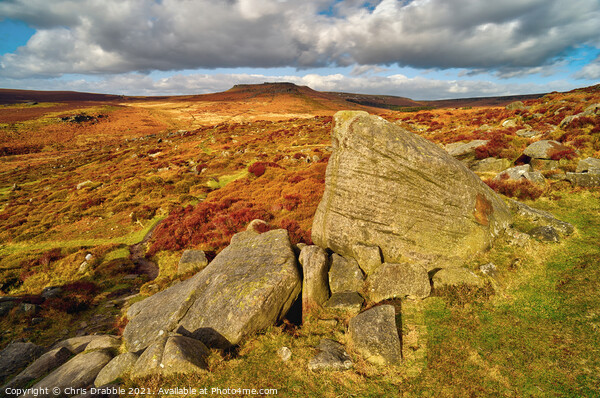 Higger Tor and Carl Wark from Burbage Edge Picture Board by Chris Drabble