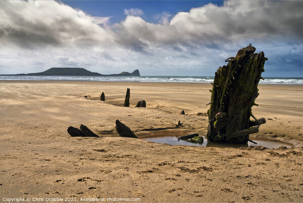 The wreck of the Helvetia and Worm's Head Picture Board by Chris Drabble