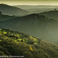 Buy canvas prints of Thor's Cave from Wetton Hill in low winter light by Chris Drabble