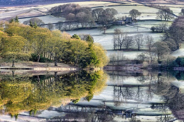 Ashes Farm with reflections on Ladybower Picture Board by Chris Drabble