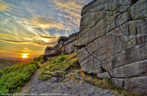 Upper Burbage Edge at last light Picture Board by Chris Drabble