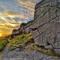 Buy canvas prints of Upper Burbage Edge at last light by Chris Drabble