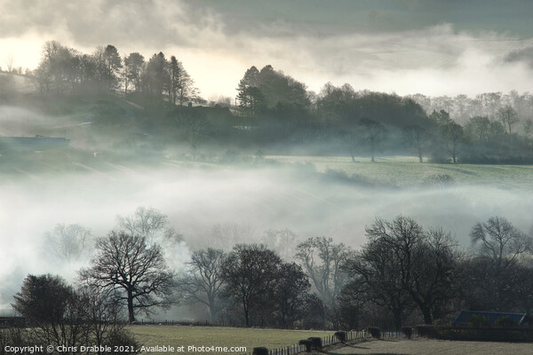Morning mist in the Derwent Valley Picture Board by Chris Drabble