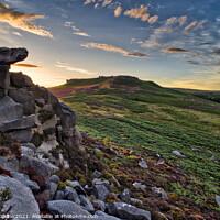 Buy canvas prints of Higger Tor from Carl Wark at sunset by Chris Drabble
