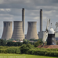 Buy canvas prints of Leverton Windmill and West Burton power station by Chris Drabble
