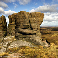 Buy canvas prints of The Boxing Gloves on Kinder Scout's Northern Edge by Chris Drabble