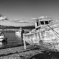 Buy canvas prints of Boats at Broadford in mono by Chris Drabble