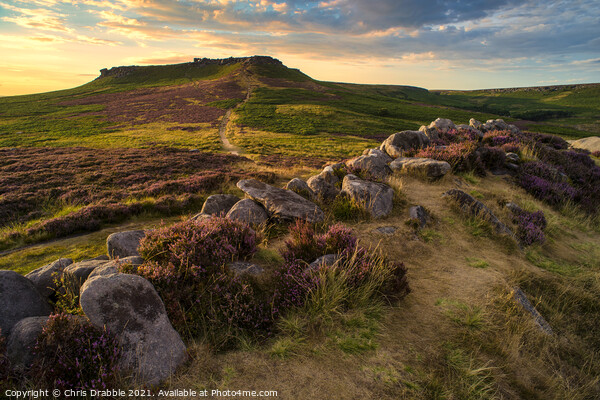 Higger Tor from Carl Wark in last light Picture Board by Chris Drabble
