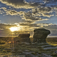 Buy canvas prints of The Ox Stones caught in evening light by Chris Drabble