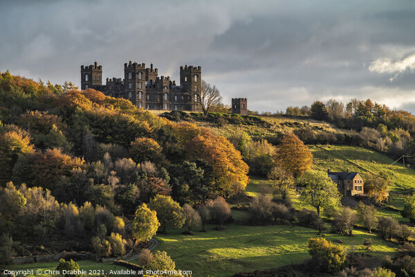 Riber Castle in last light Picture Board by Chris Drabble