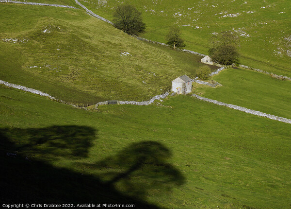 Field barns and shadows at Chrome Hill  Picture Board by Chris Drabble