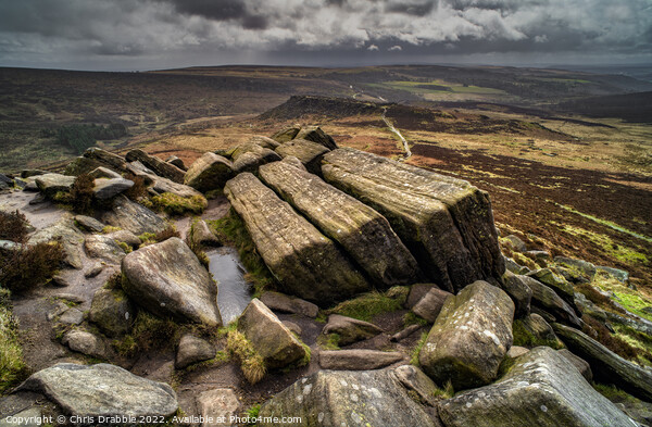 Higger Tor under heavy clouds Picture Board by Chris Drabble